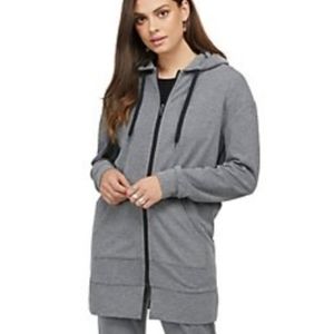 BADGLEY MISCHKA FLEECE ZIP FRONT HOODIE JACKET IN GREY $145 NWT